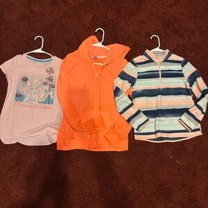 10 for $20 Orange Hoodie and Striped Pullover Set